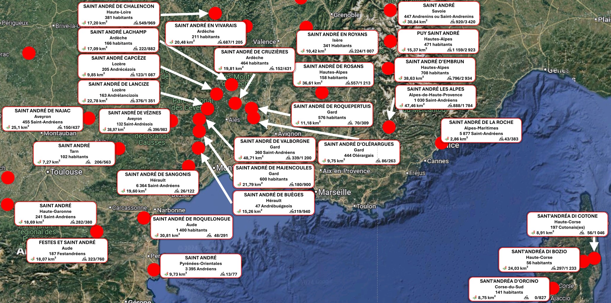 Zoom sur les Saint André du sud-est de la France